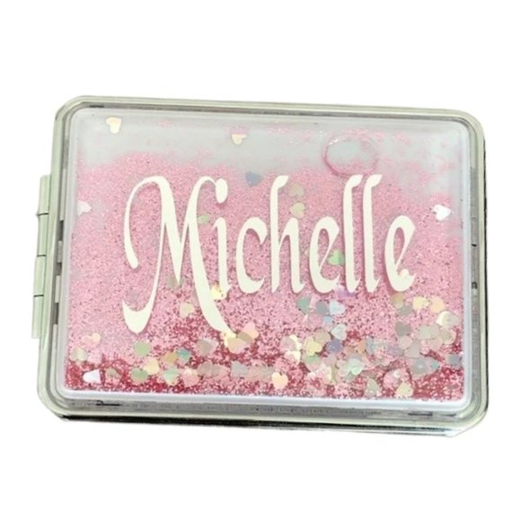 Personalized Compact Makeup Mirror,Liquid Floating Quicksand Glitter Mirror - Picture 3 of 10